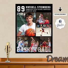 High School Basketball Senior Night Photo Collage Poster