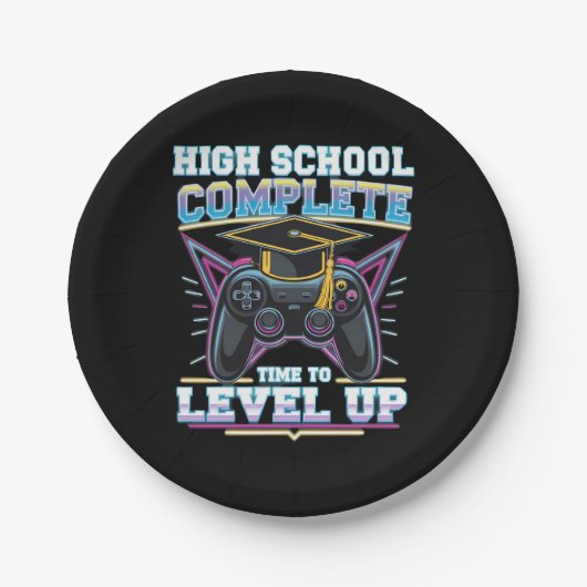 High School Complete Gamer Gaming Abschluss Pappteller (Vorderseite)