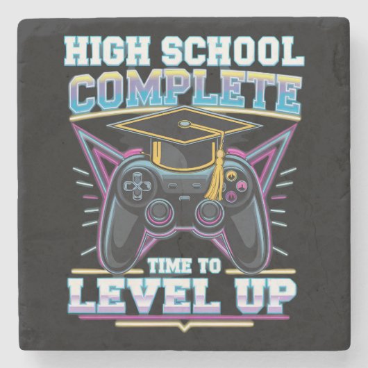 High School Complete Gamer Gaming Abschluss Steinuntersetzer (Vorderseite)
