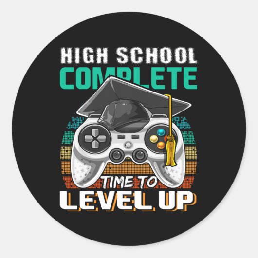 High School Complete Video Game Senior Abschluss Runder Aufkleber (Vorderseite)