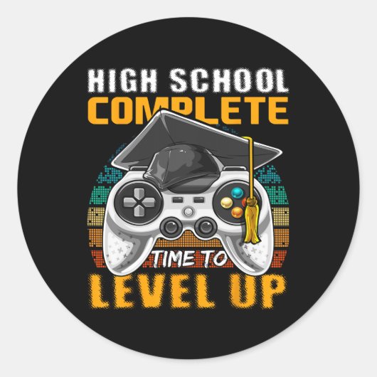 High School Complete Video Game Senior Abschluss Runder Aufkleber (Vorderseite)
