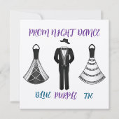 High School Dance Prom formale blaue Lila Krawatte Einladung (Vorderseite)