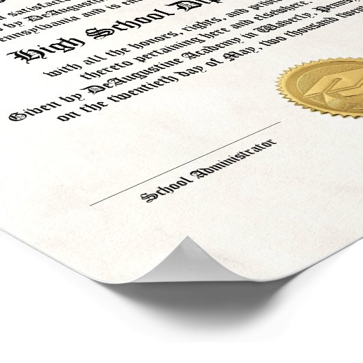 High School Diploma for Homeschool Poster (Ecke)