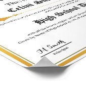 High School Diploma Replika Poster mit Faux Gold (Ecke)