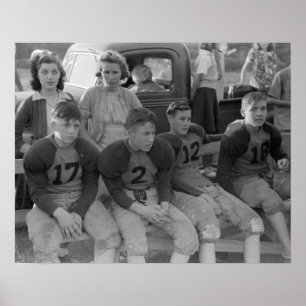 High School Football, 1941. Altes Foto Poster