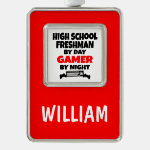 High School Freshman by Day Gamer by Night Rahmen-Ornament Silber