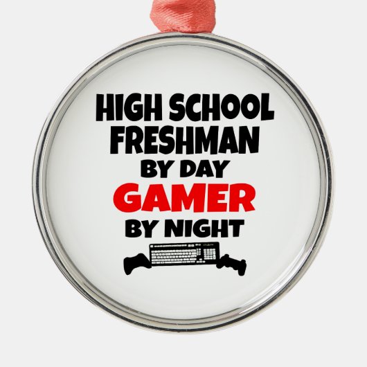 High School Freshman by Day Gamer by Night Silbernes Ornament (Vorne)