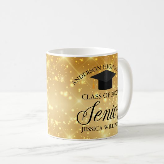 High School Girl Gold Sparkle Custom 2023 Kaffeetasse (VorderseiteRechts)