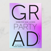High School Grad Party Black Ombre Moderner Minima Einladung (Vorderseite)