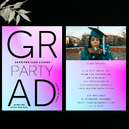 High School Grad Party Black Ombre Moderner Minima Einladung