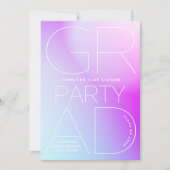 High School Grad Party White Ombre Moderner Minima Einladung (Vorderseite)