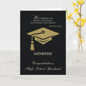 High School Graduate Gratulation Black Gold Karte (Gelbe Blume)