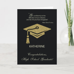 High School Graduate Gratulation Black Gold Karte