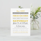 High School Graduation Party Foto Gelb Grau Einladung (Stehend Vorderseite)