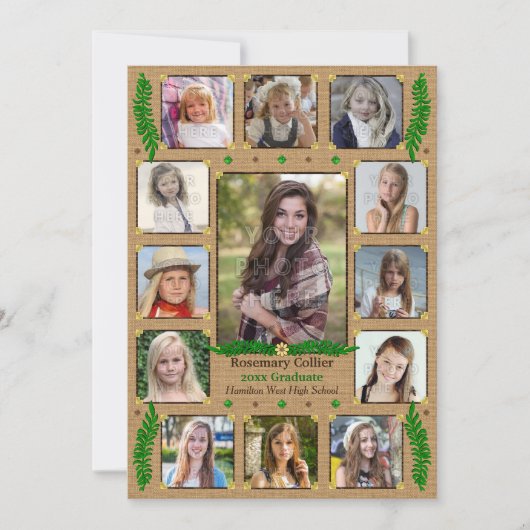 High School Graduation Party Rustic Foto Collage Einladung (Vorderseite)