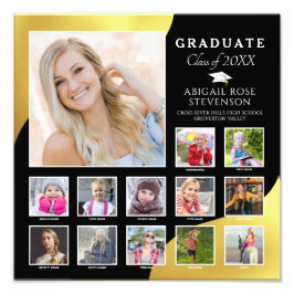 High School K-12 Foto Collage Black Brushed Gold