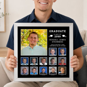 High School K-12 Foto Collage Custom Colors Poster