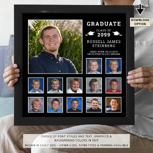 High School K-12 Foto Collage Custom Colors Poster
