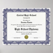 High School Keepsake Graduation Diploma Poster (Vorne)