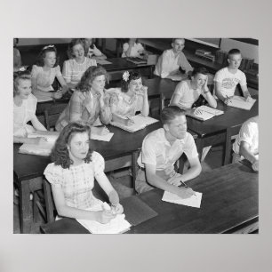 High-School-Klasse, 1943. Vintages Foto Poster
