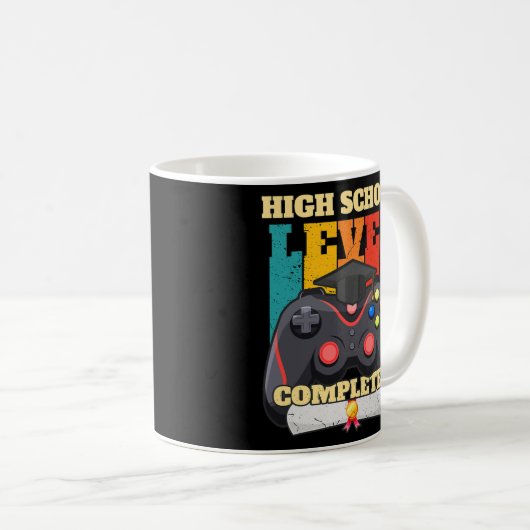 High School Level Complete Funny Gamer Graduation Kaffeetasse (VorderseiteRechts)