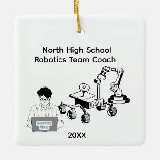 High School-Robotik-Team-Trainer Keramikornament (Vorderseite)