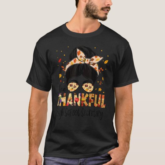 High School Secretary One Thankful Thanksgiving Fa T-Shirt (Vorderseite)