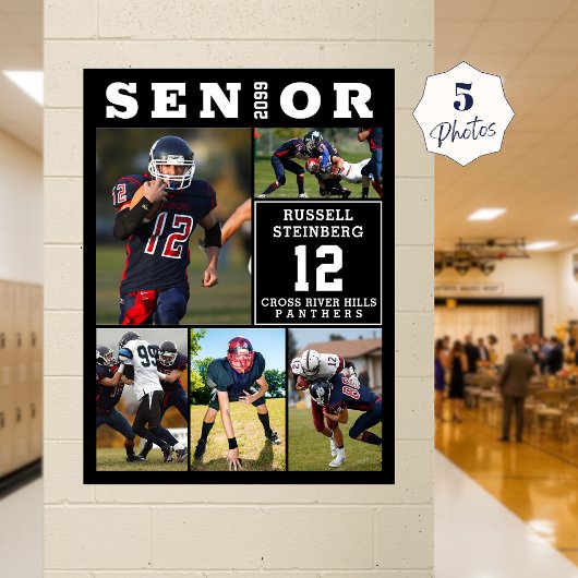 High School Sports Senior 5 Photo Collage Poster
