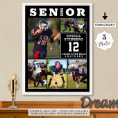 High School Sports Senior 5 Photo Collage Poster