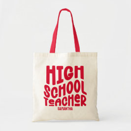 High School Teacher Red Text Design Tragetasche