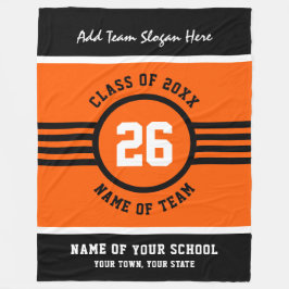 High School Team Sieg Blanket Orange Black Fleecedecke