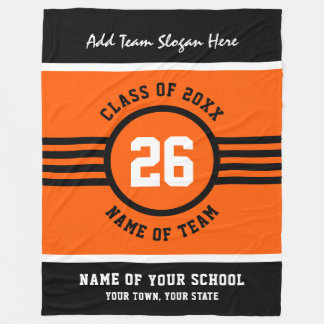 High School Team Sieg Blanket Orange Black Fleecedecke