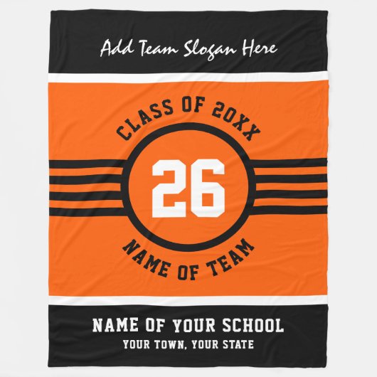 High School Team Sieg Blanket Orange Black Fleecedecke (Vorderseite)