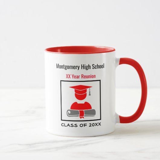 High School Wiedersehen Custom Black Red Tasse (Rechts)