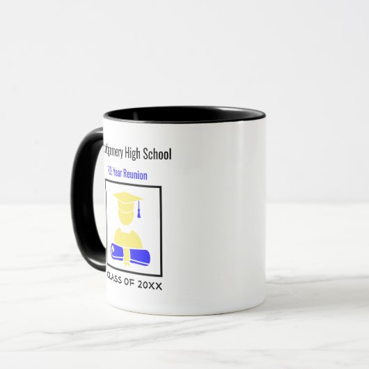 High School Wiedersehen Custom Blue und Yellow Tasse (Vorderseite Links)