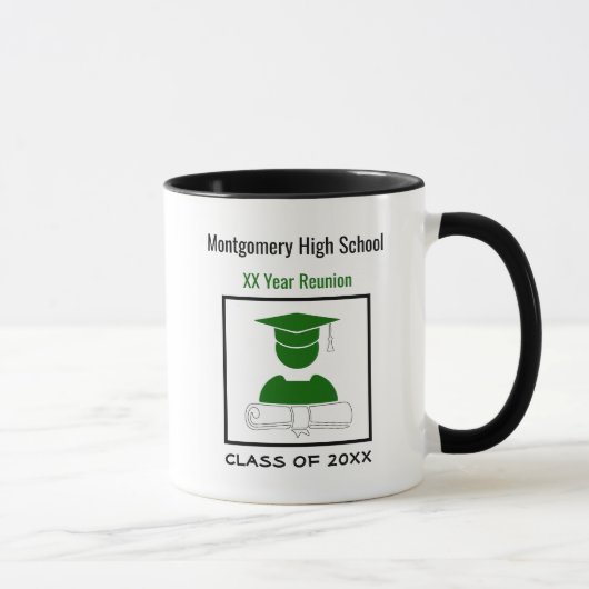 High School Wiedersehen Custom Green und White Tasse (Rechts)
