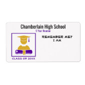 High School Wiedersehen Lila Gold Paper Name Tag (Vorne)