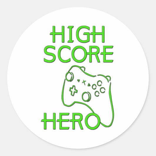 High Score Hero Runder Aufkleber (Vorderseite)