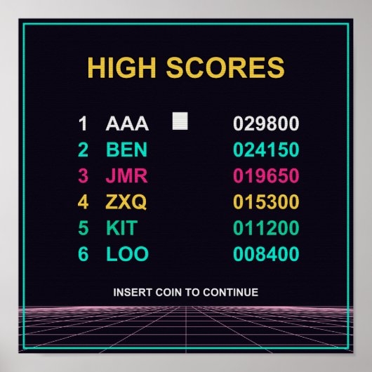 High Score - Retro-Arcade-CRT-Plakat Poster (Vorne)