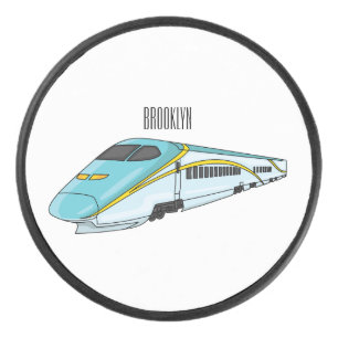 High speed bullet train cartoon illustration eishockey puck