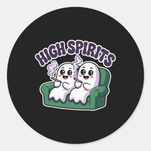 High Spirits Funny Ghost Weed Halloween Spaß Runder Aufkleber