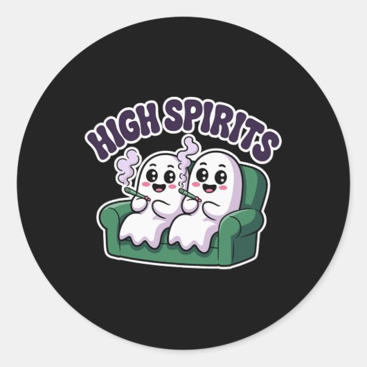 High Spirits Funny Ghost Weed Halloween Spaß Runder Aufkleber (Vorderseite)