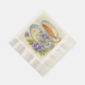 High Tea Napkins | Vintage Teacup & Pansies Serviette (Ecke)