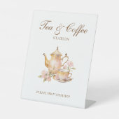 High Tea Pastel Bridal Shower Tea & Coffee Sockelschild (Vorderseite)