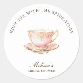 High Tea Pastel Gold Bridal Shower Runder Aufkleber