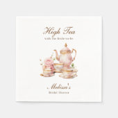High Tea Pastel Gold Bridal Shower Serviette (Vorderseite)