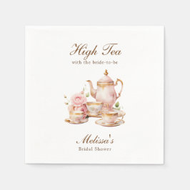 High Tea Pastel Gold Bridal Shower Serviette