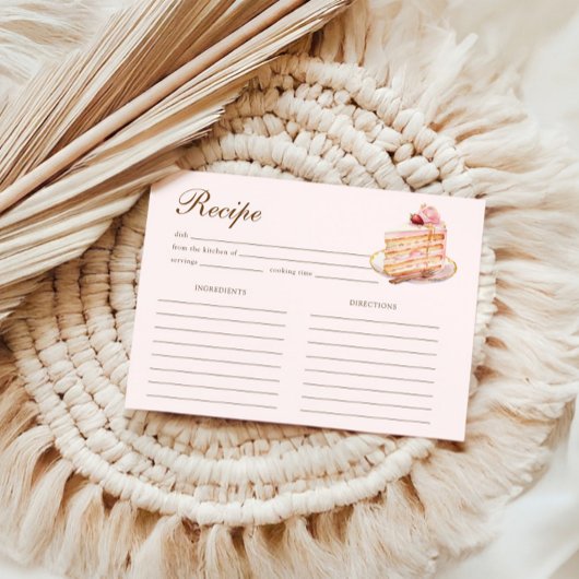 High Tea Pastel Pink Bridal Shower Recipe Begleitkarte