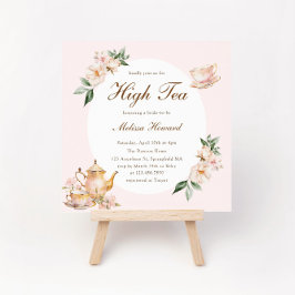 High Tea Pastel Pink Gold Bridal Shower Einladung