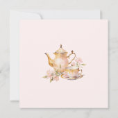 High Tea Pastel Pink Gold Bridal Shower Einladung (Rückseite)